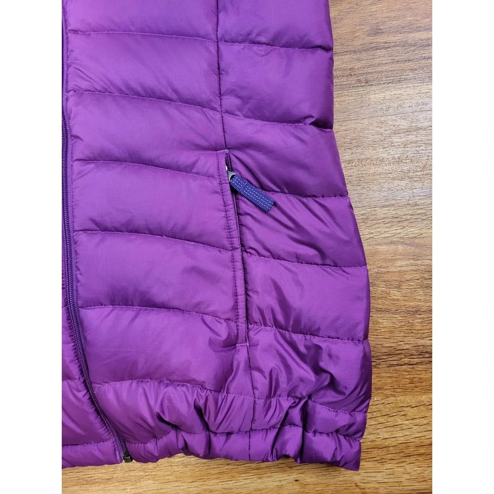 PATAGONIA Girls XL (14) DOWN Puffer VEST Sweater Kid PURPLE Logo Pockets Outdoor